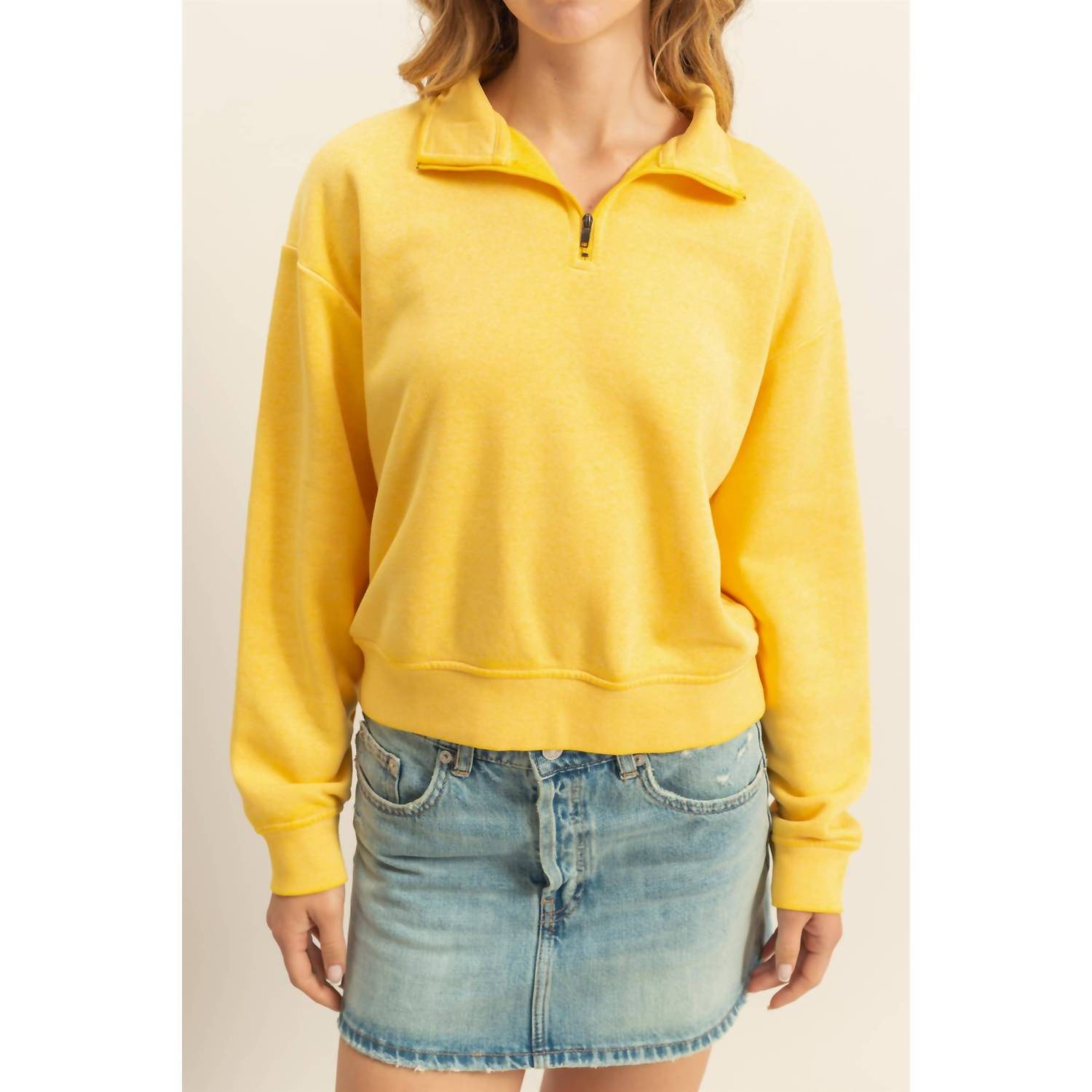 Hyfve - Pullover Half Zip Up Terry Sweatshirt