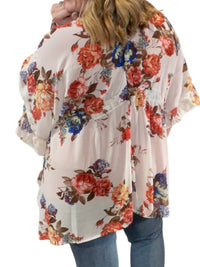 White Birch - Floral With Drawstring Waist Cardigan