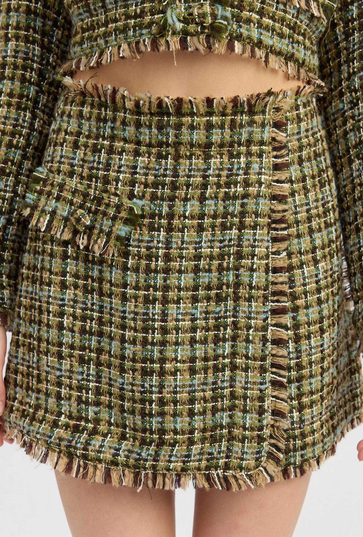 En Saison Jamie Tweed Skort in green - women's shorts