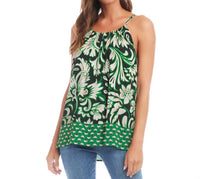 Karen Kane Baya Border Print Tank Top in green multi - women's tank top - detail view