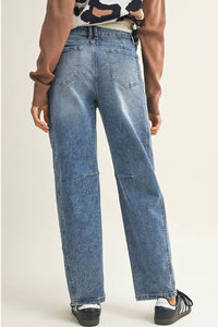 Little Daisy Closet - Vintage-washed Barrel Jeans