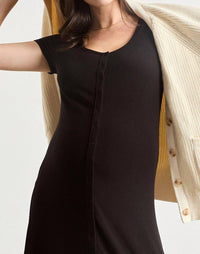 Hatch Softest Rib Nursing Tank Midi Dress in black - women's dress - alternate view