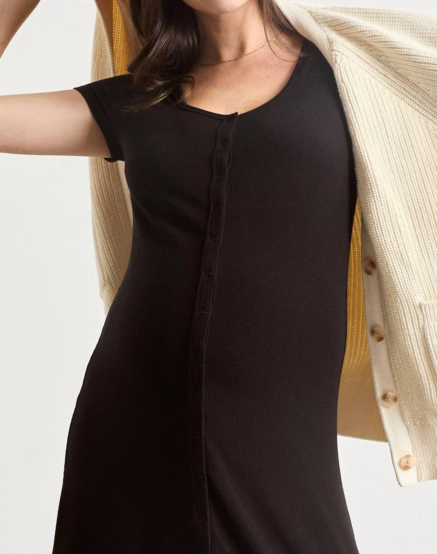 Hatch Softest Rib Nursing Tank Midi Dress in black - women's dress - alternate view