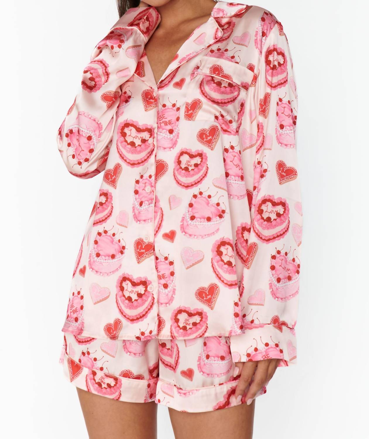 Show Me Your Mumu Heart Mumu Pj Set in multi - women's intimate - detail view