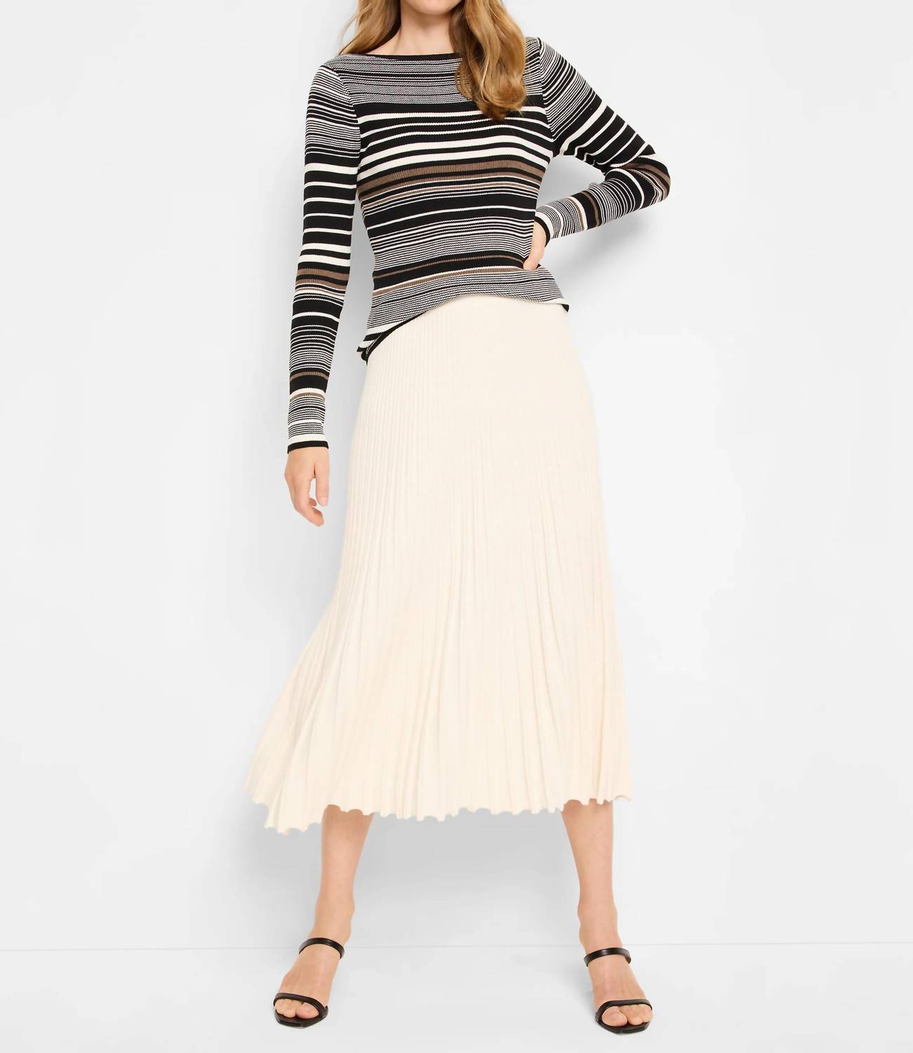 Nic + Zoe - Striped Ribed Sweater Tee