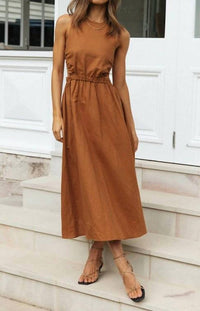 Sweetkama - Jovie Elastic Strap Back Sleeveless Midi Dress