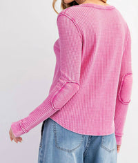 Easel - Hermal Knit Washed Henley Top