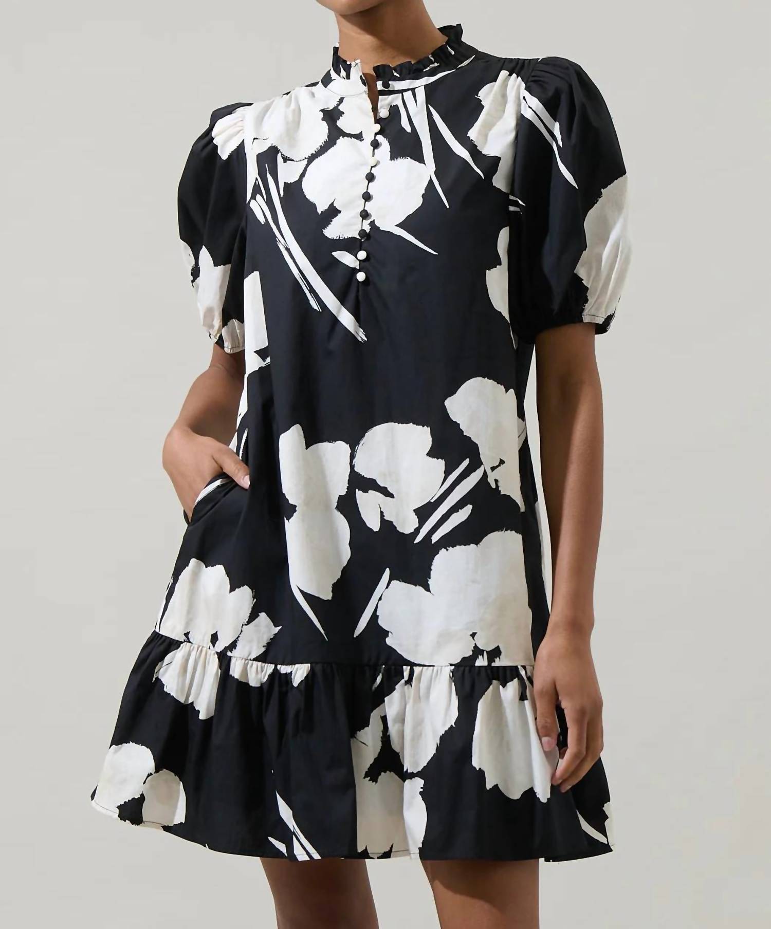 SUGARLIPS Shadow Floral Minley Shift Dress in black - women's dress