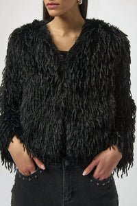 Joseph Ribkoff - Faux Fur Collarless Boxy Jacket