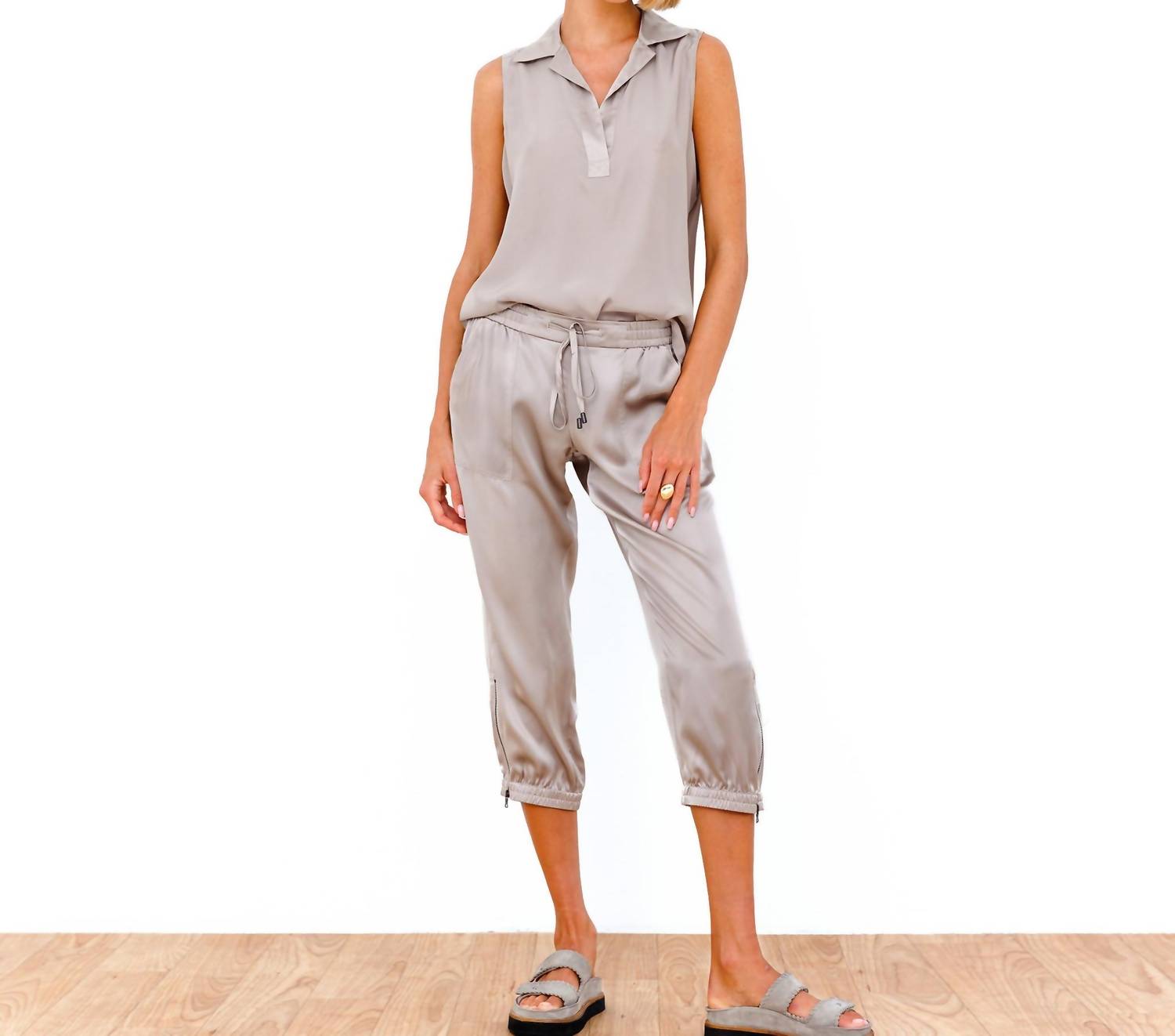 Go by Go Silk Parachute Capri Pants in sand - women's pants