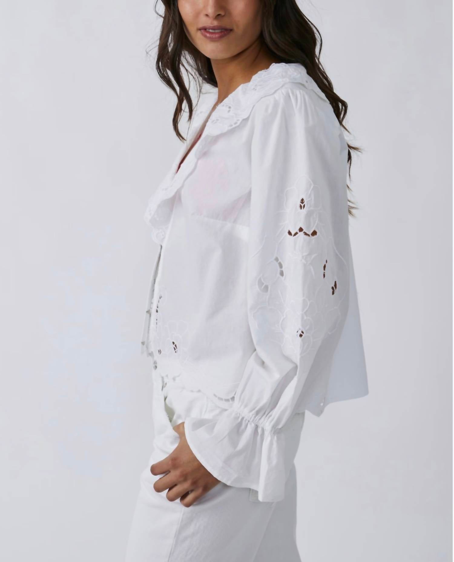 Free People Maisie cutwork top in white 2 - women's shirt - view 4