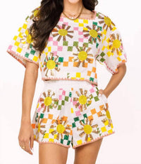 Queen Of Sparkles - Checkered Sun Top