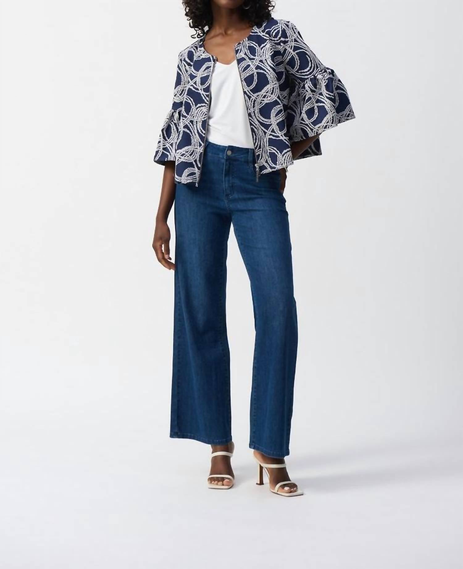 Joseph Ribkoff - Abstract Jacquard Trapeze Jacket
