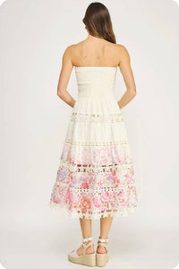 Strut & Bolt - Blossom Resort Eyelet Tube Midi Dress