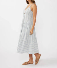 Lovestitch - Striped V Cut-out Midi Dress