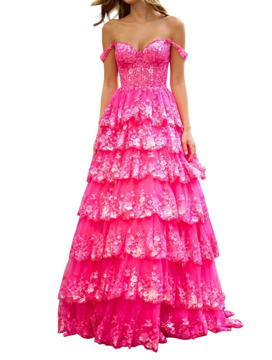 Sherri Hill - Ruffle Tulle Lace Sequin Prom Dress