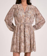 Elan - Hilarie Snake Print Woven With Tie Waist Dress