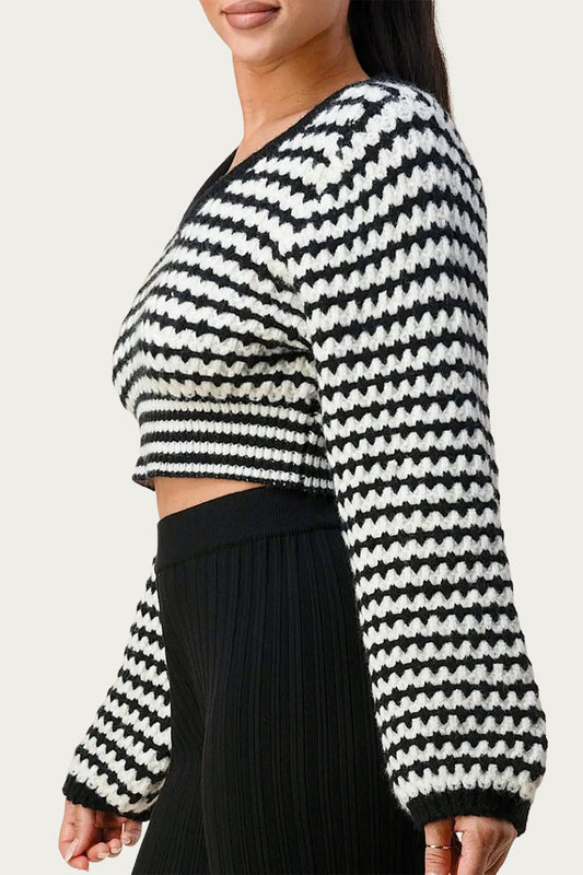 CROPPED V-NECK JUMPER SWEATER