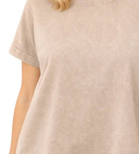 Zenana - French Terry Acid Washed T Shirt