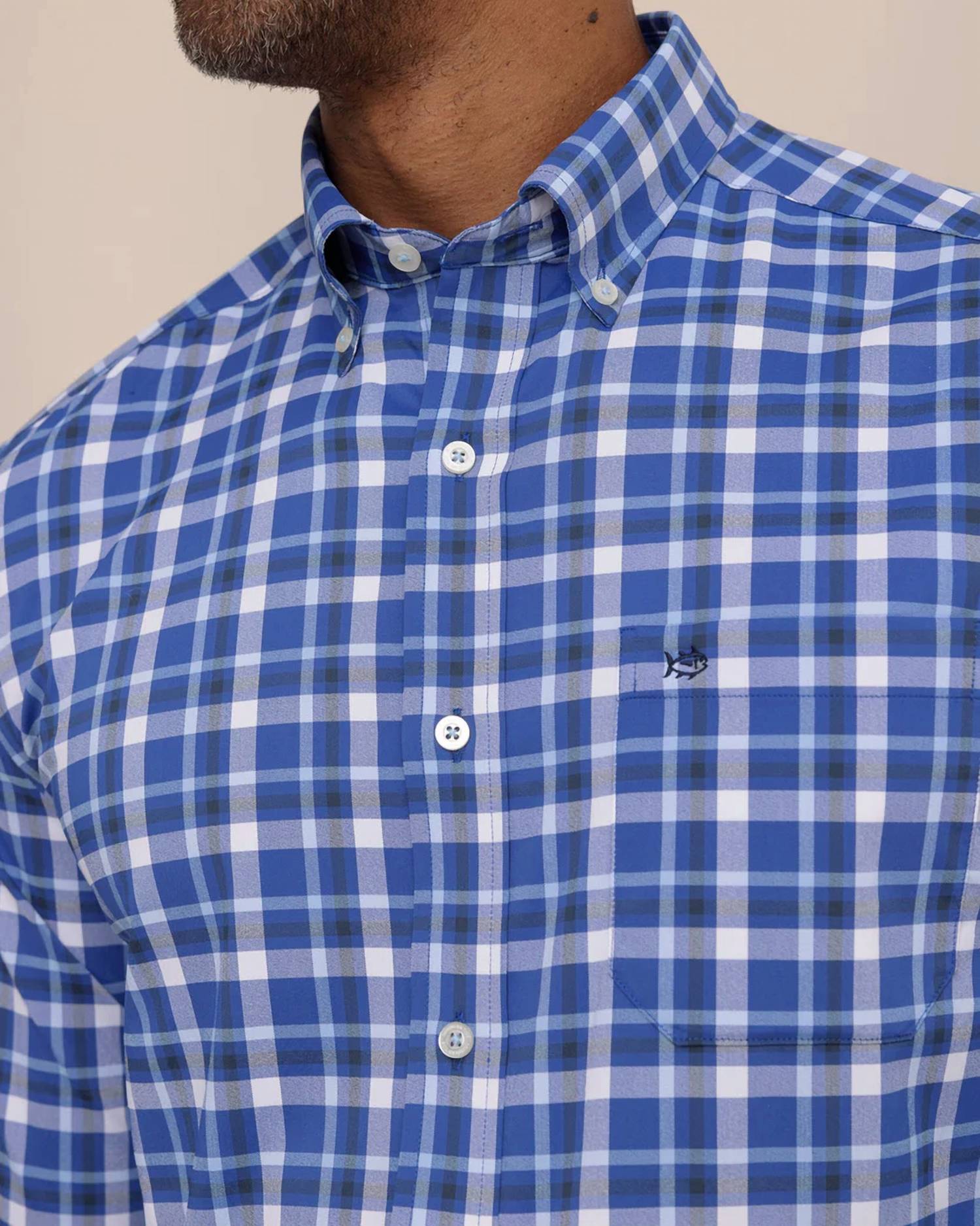 SOUTHERN TIDE River Ridge Plaid Sportshirt in surf blue - men's shirt - view 4