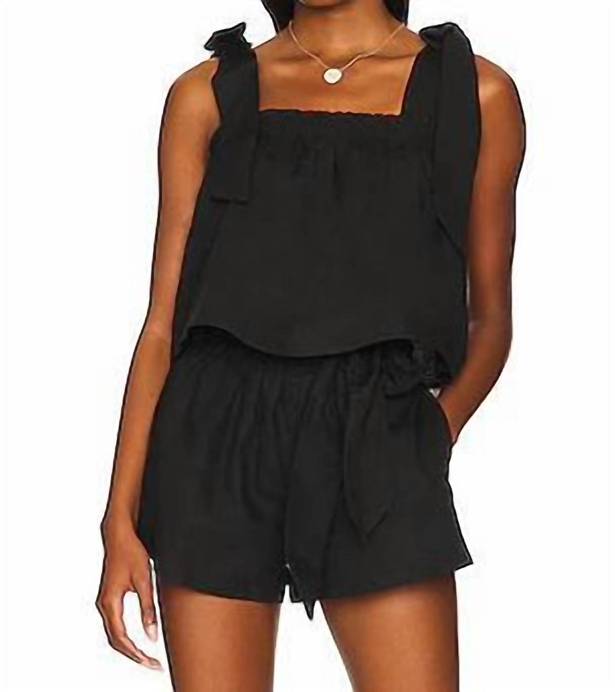 Something Navy - Tie Shoulder Top