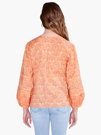 Nic + Zoe Susanna Swan Rays Top in orange multi - women's blouse - detail view