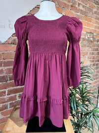 Day + Moon - Women's Smocked Puff Sleeve Dress