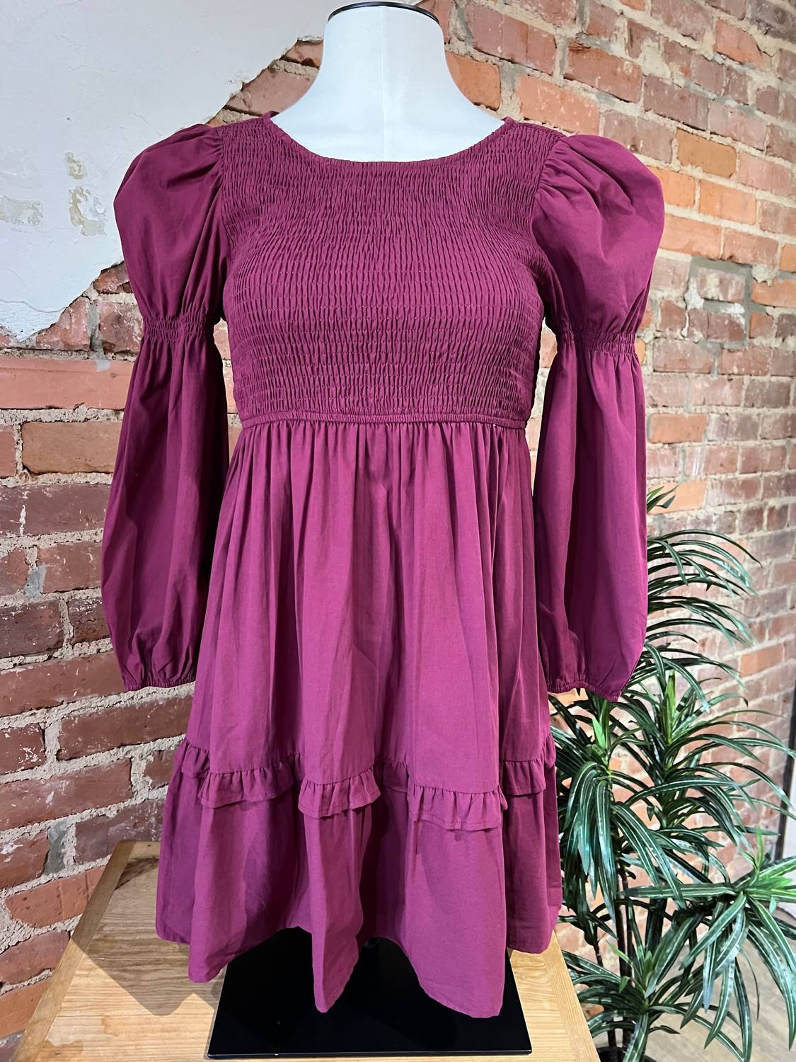 Day + Moon - Women's Smocked Puff Sleeve Dress