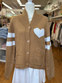 Pink Pineapple - Varsity Chunky Heart Cardigan