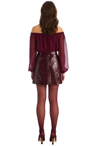 ALLISON NEW YORK River Mini Skirt in burgundy - women's skirt - detail view