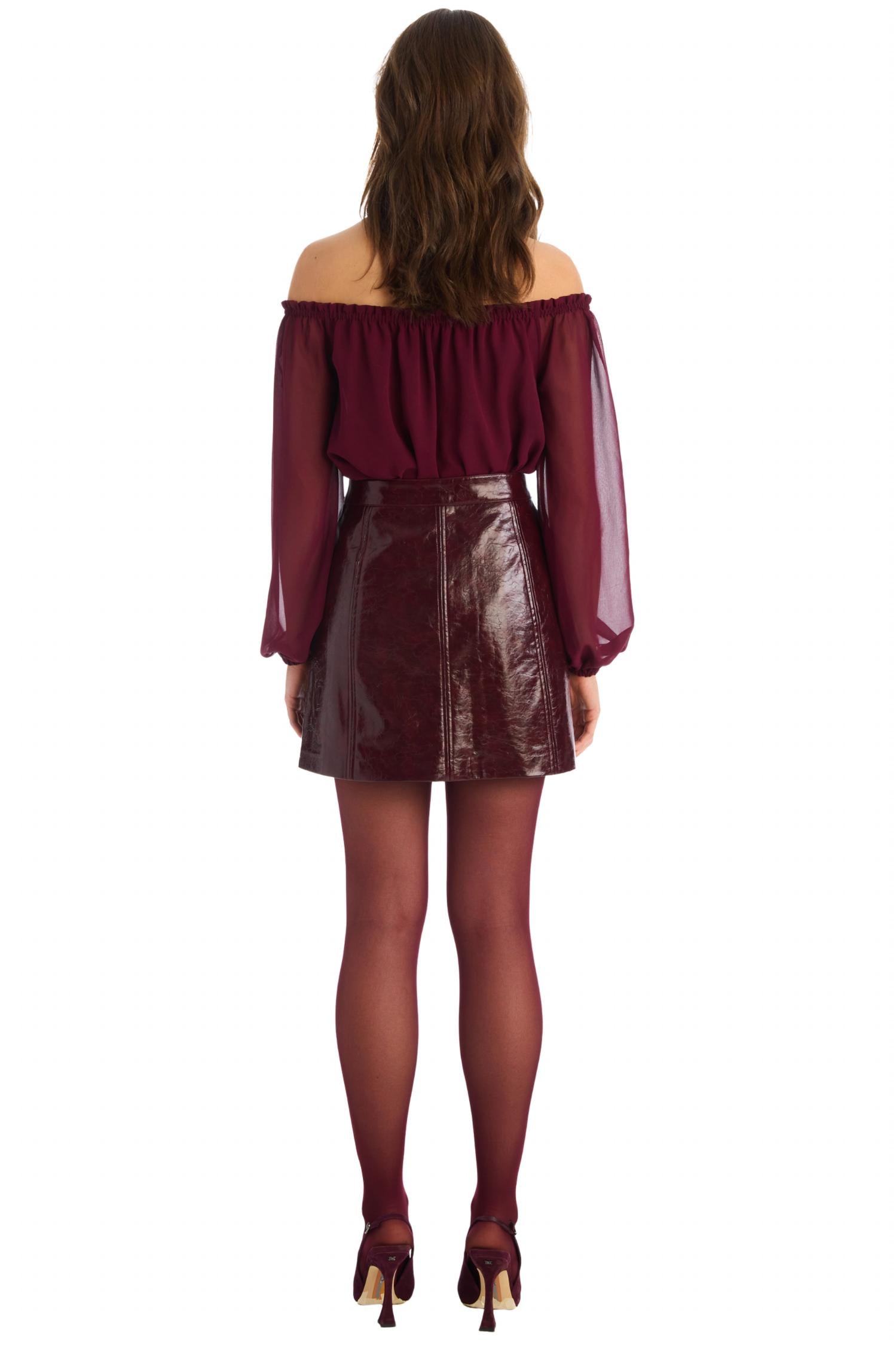 ALLISON NEW YORK River Mini Skirt in burgundy - women's skirt - detail view