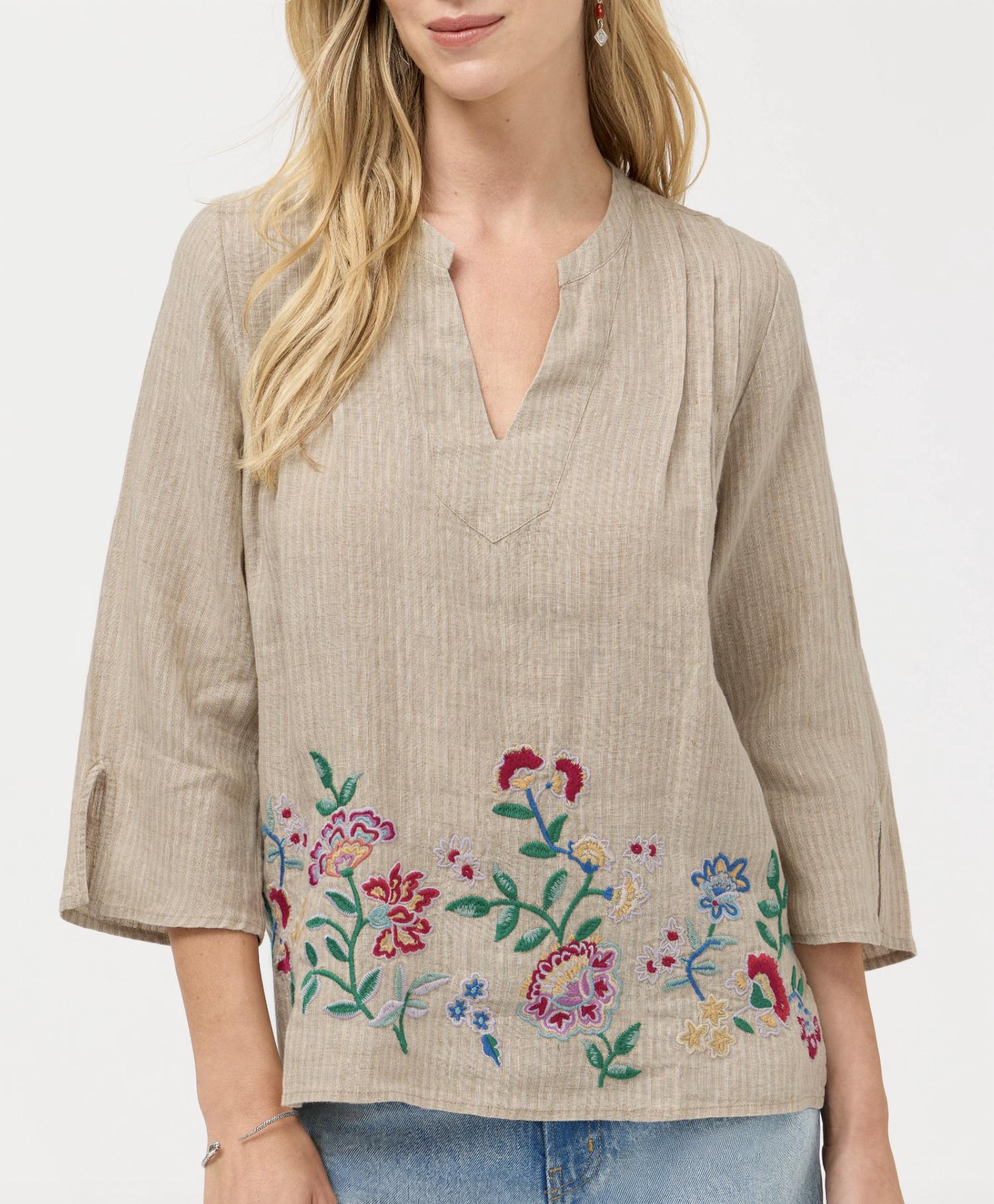 Johnny Was - Sloane V‑neck Linen Blouse