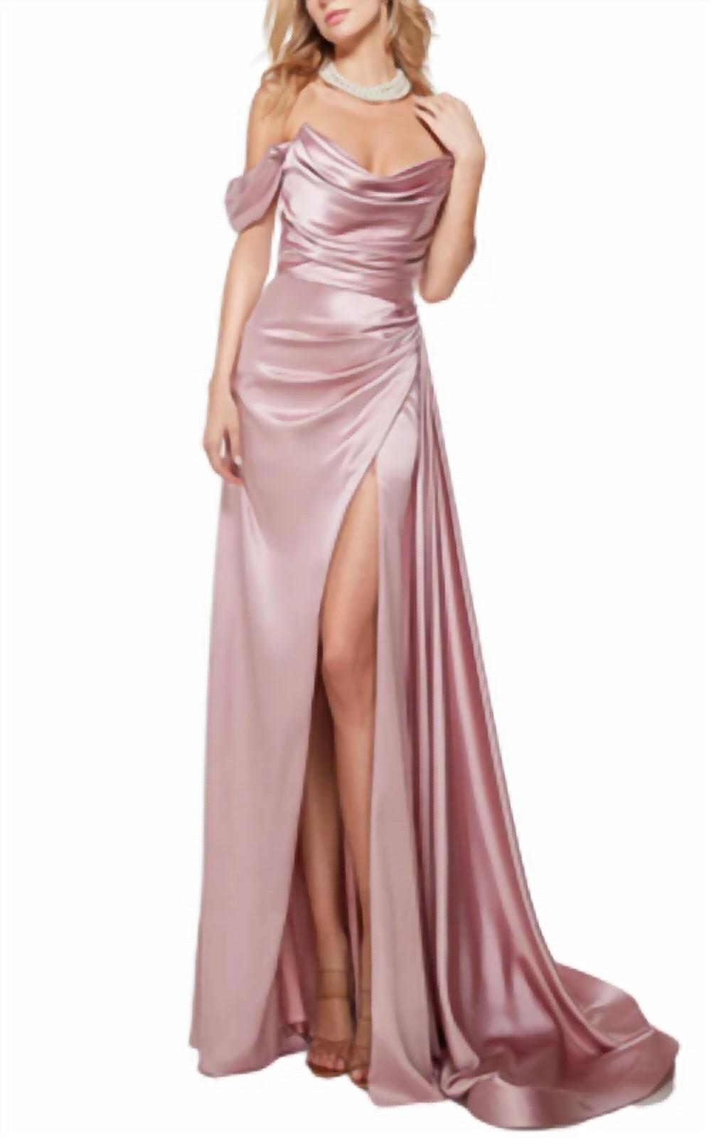 Alyce Paris - Long Off The Shoulder Satin Gown