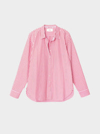 XIRENA Button Down Stripe Shirt in candy red - women's shirt - alternate view