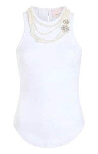 Cinq A Sept - Pearl Chain Embellished Lizzie Tank Top