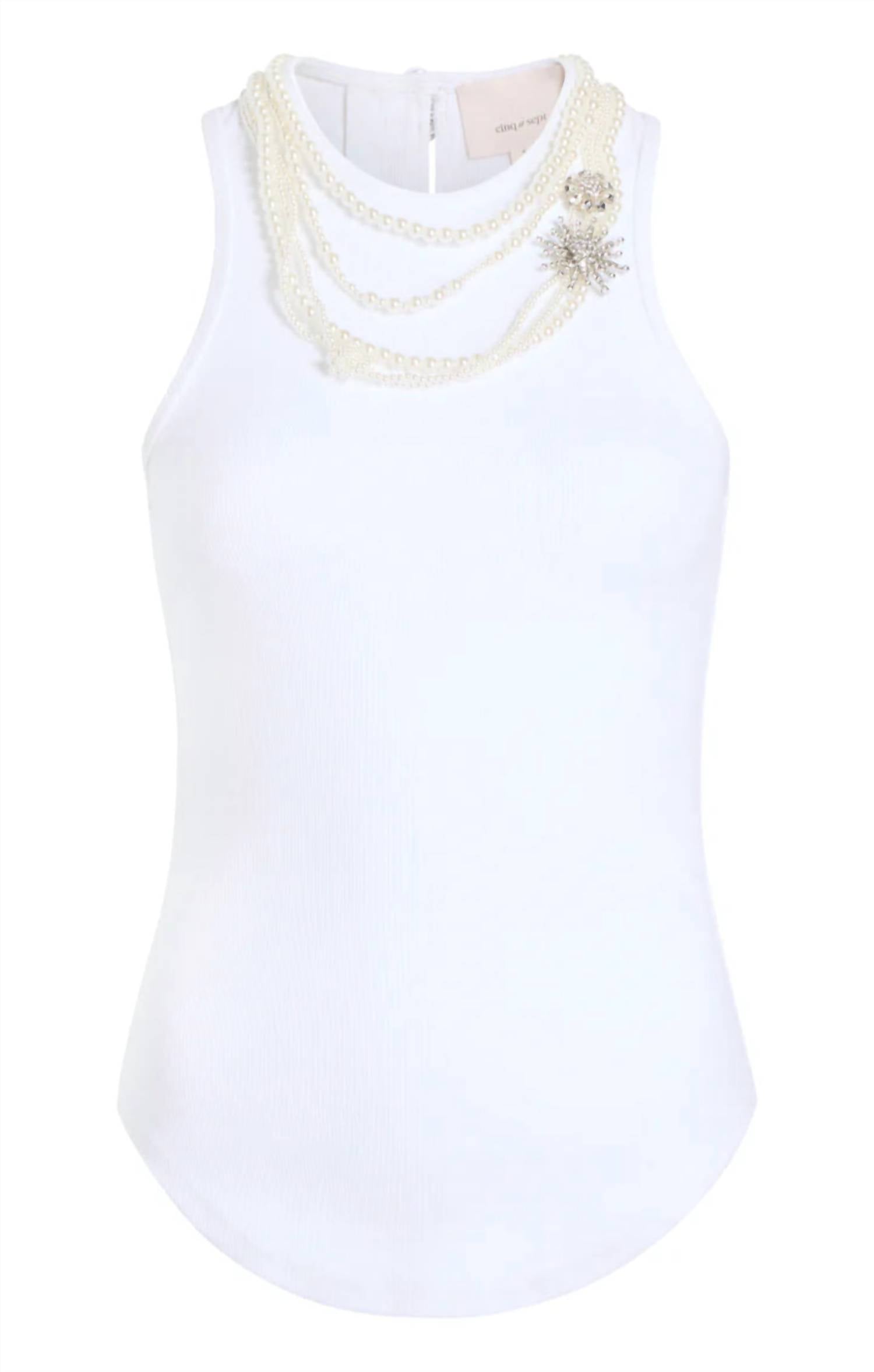 Cinq A Sept - Pearl Chain Embellished Lizzie Tank Top