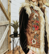Tasha Polizzi - Chateau Embroidered Faux Suede And Fur Vest