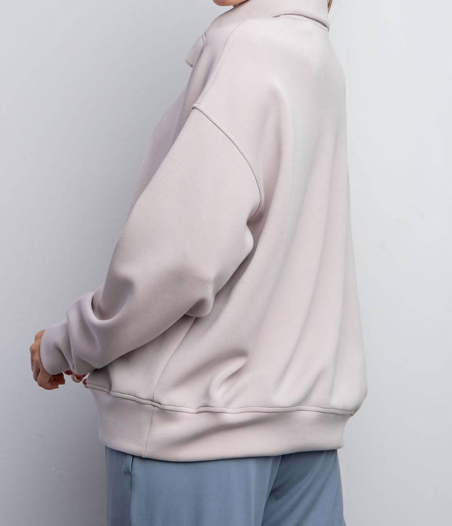 Rae Mode - Women's Scuba Quarter Zip Funnel Neck Pullover
