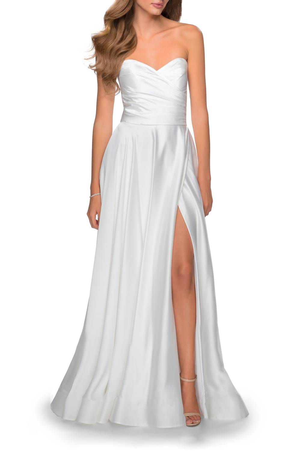 La Femme - Strapless Satin Gown