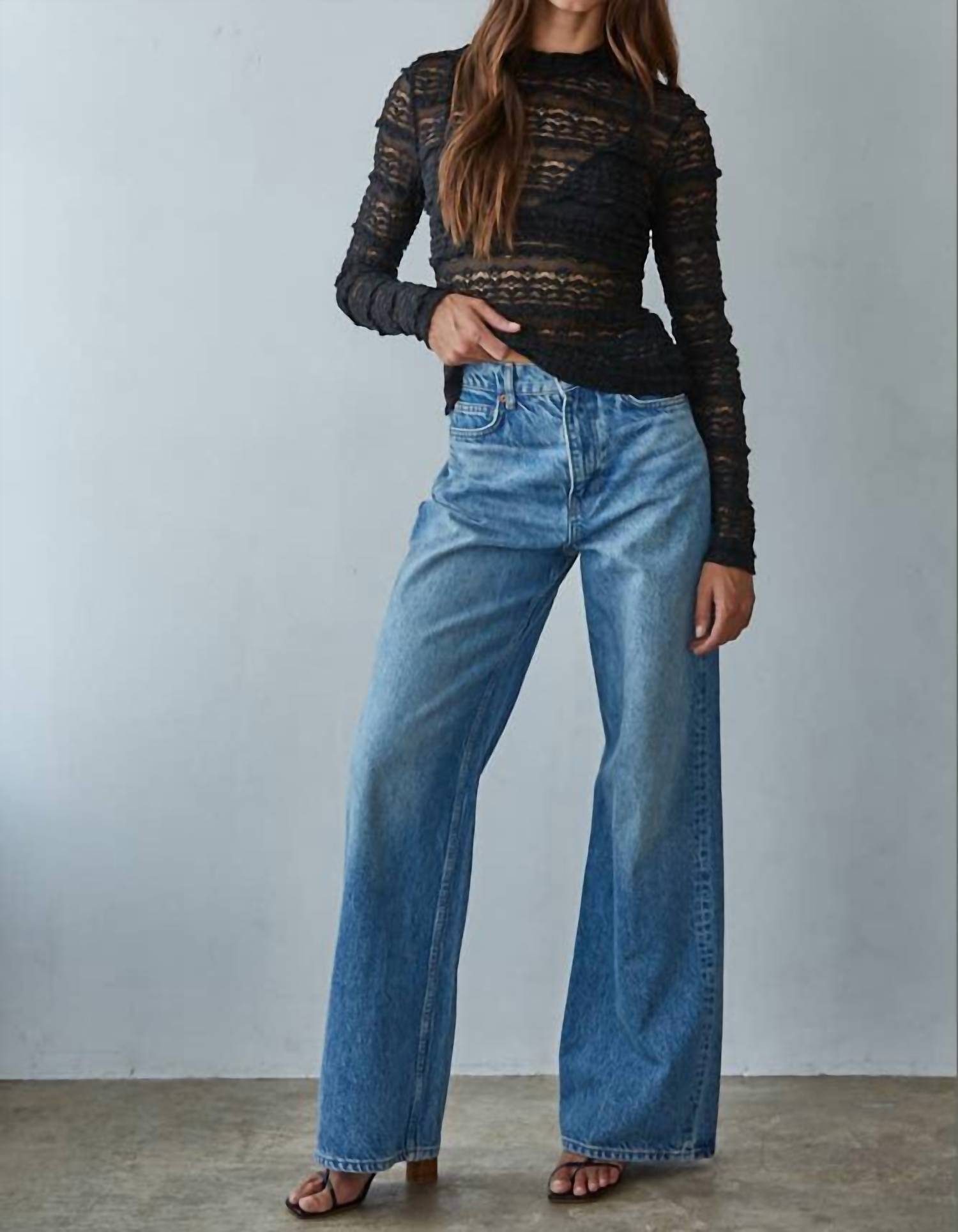 By Together - Woven Lace See Through Mock Top