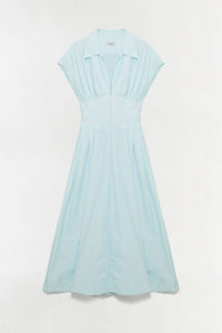 SIMKHAI Farlow Cotton Faille Midi Dress in sky - women's dress - view 4