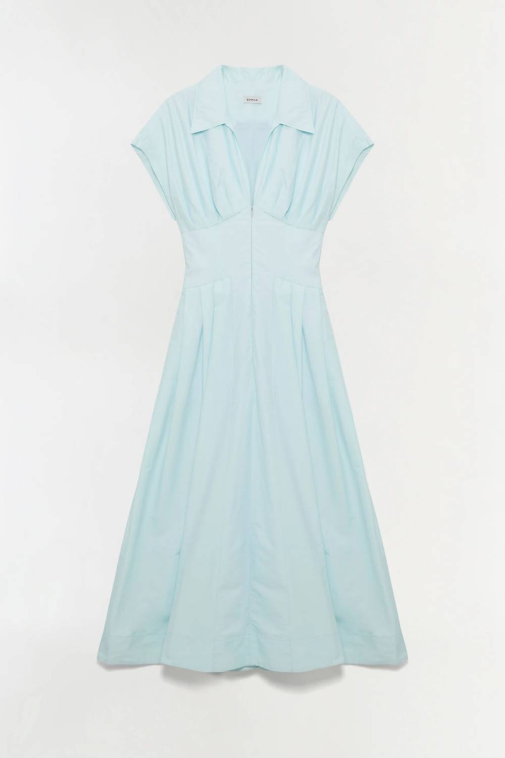 SIMKHAI Farlow Cotton Faille Midi Dress in sky - women's dress - view 4