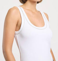 cinq a sept Wilma Embellished Stitch Tank Top in white - women's tank top - view 5