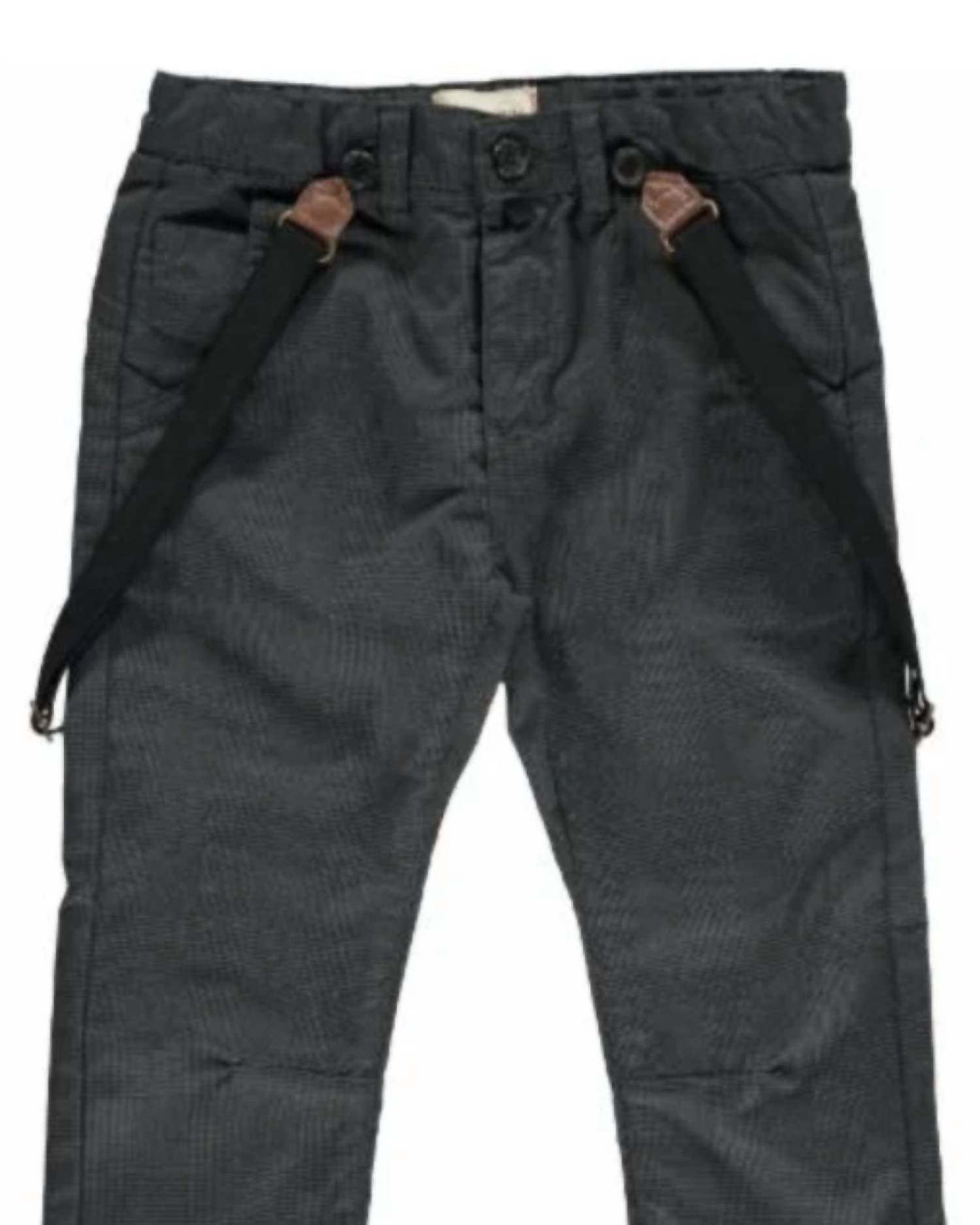 Me & Henry - Boys' Dogtooth Woven Trousers With Removable Braces