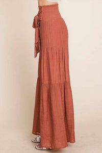 JADE BY JANE Tie Front Pants in rust - women's pants - detail view