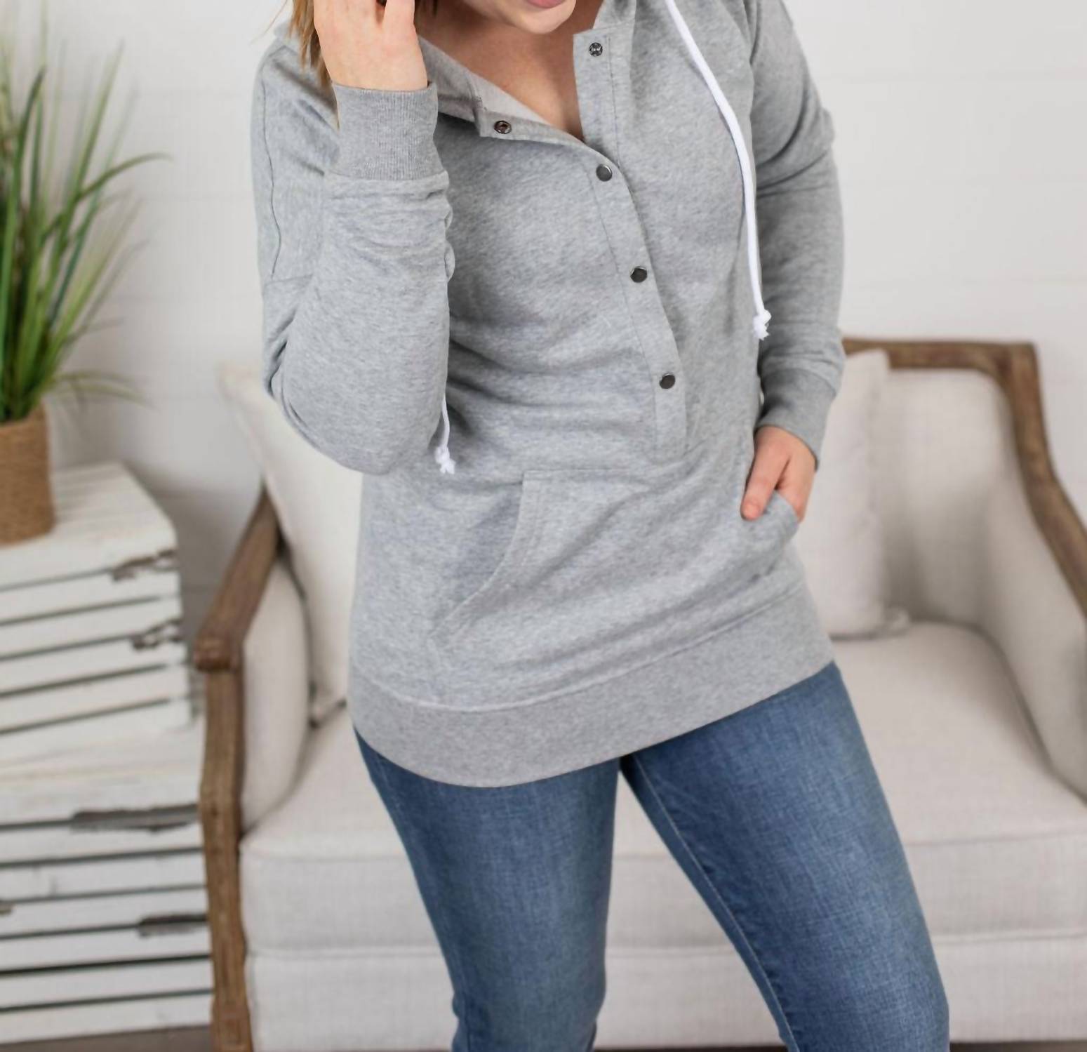 Michelle Mae - Hailey Button Snap Hoodie