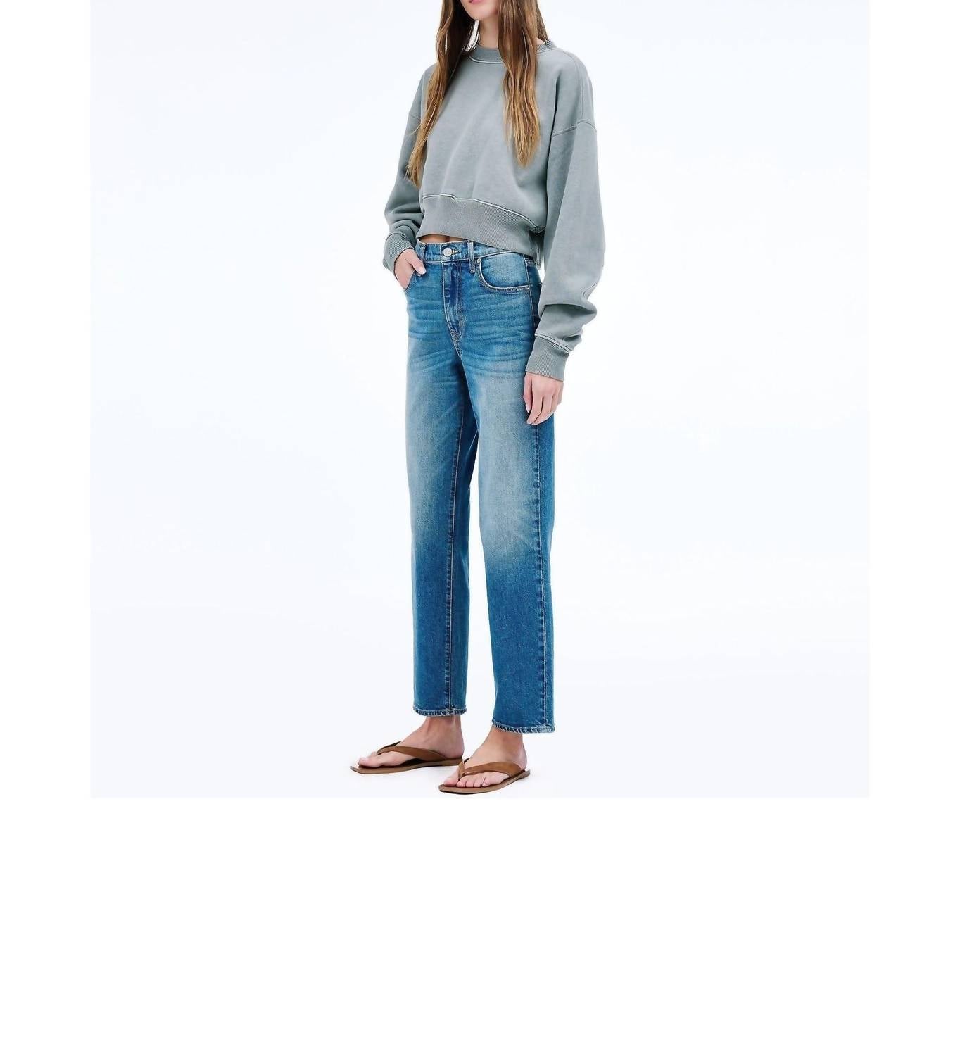 SLVRLAKE Sophie Mid Rise Straight Leg Jeans in common ground - women's jeans - alternate view