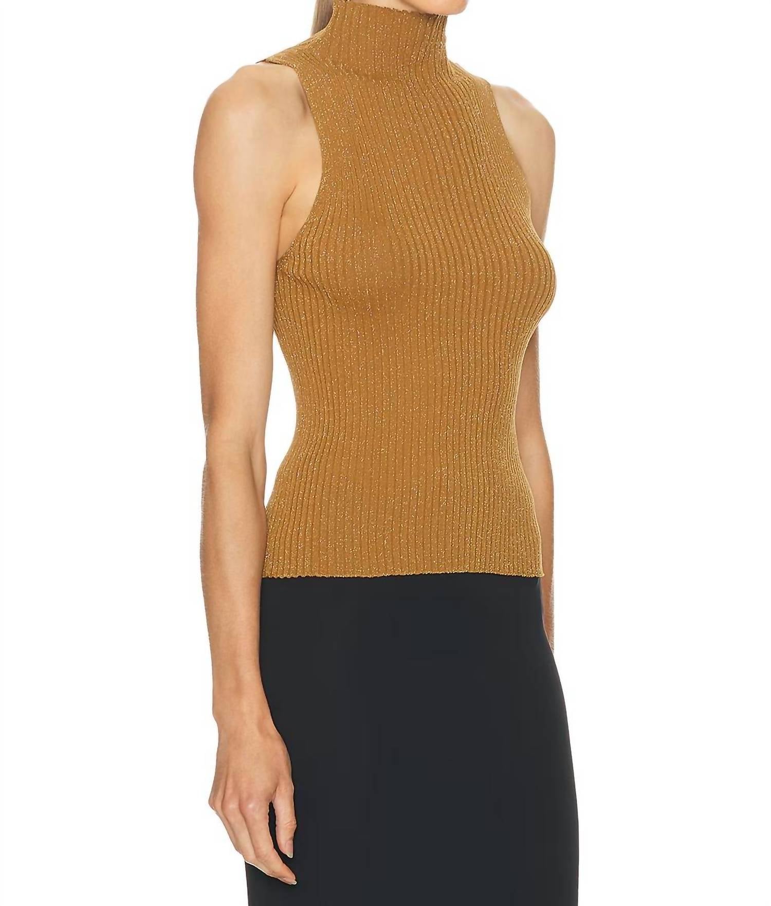 Leset - Blake Rib Sleeveless Turtleneck Top