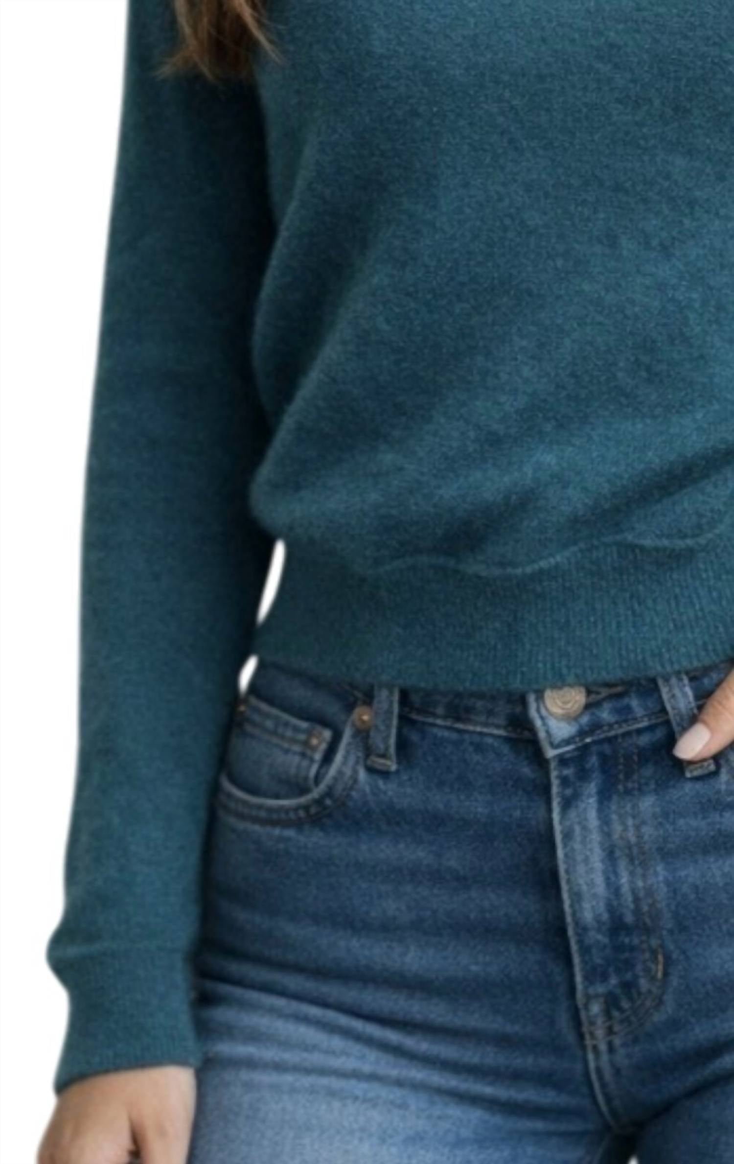 Brazeau Tricot Royal All Thumbs With Lyrca Sweater in balmoral - women's sweater - detail view