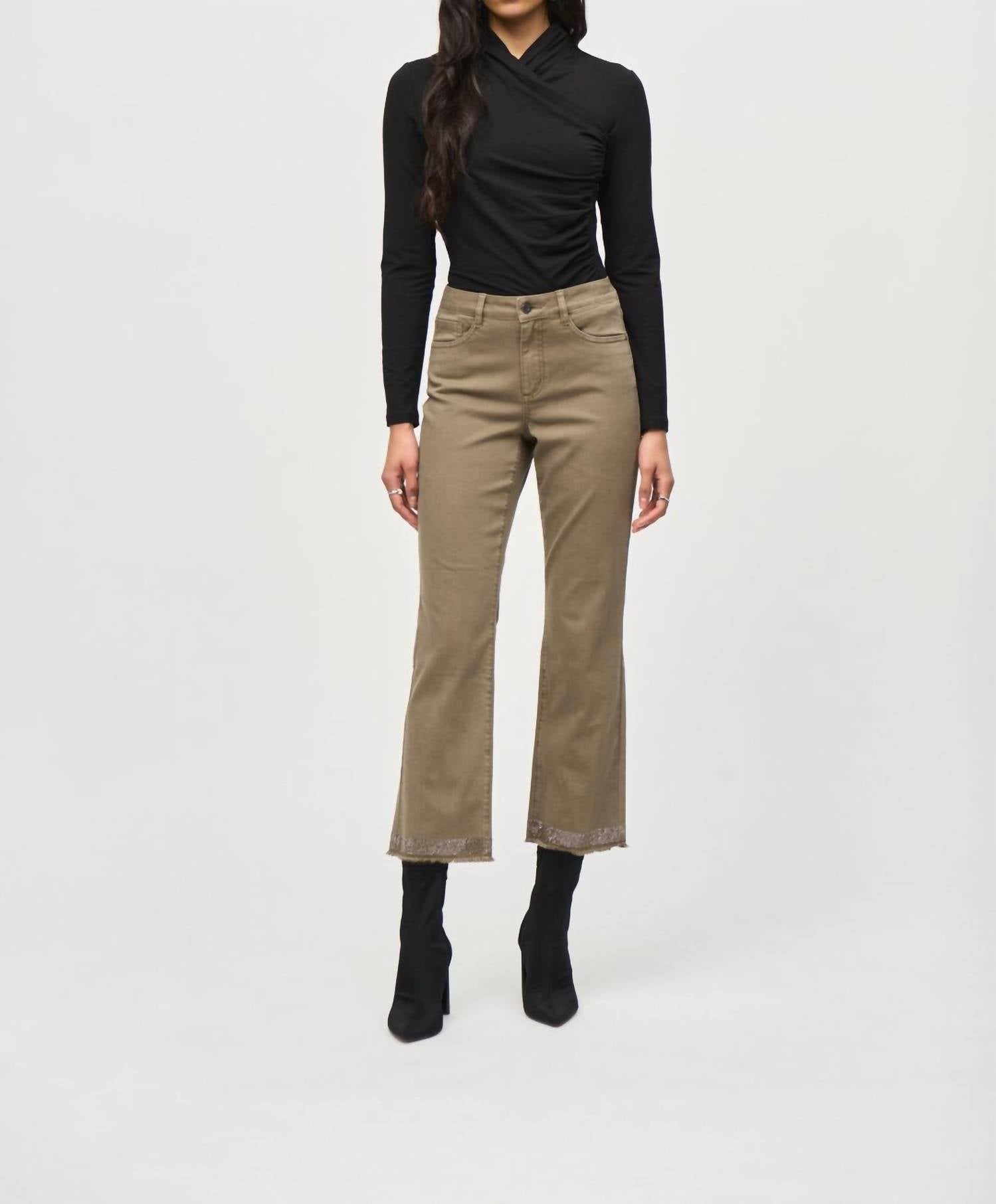Joseph Ribkoff - Denim Straight Pants With Frayed Hem